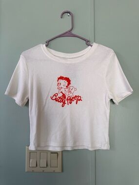Betty Boop White Graphic Crop Baby Tee Size Women's Large NWT